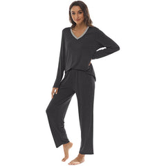 YIRUIYA Women's long casual V-neck pajama set