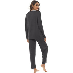 YIRUIYA Women's long casual V-neck pajama set