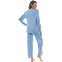 YIRUIYA Women's long casual V-neck pajama set