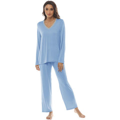 YIRUIYA Women's long casual V-neck pajama set