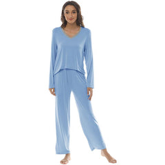 YIRUIYA Women's long casual V-neck pajama set