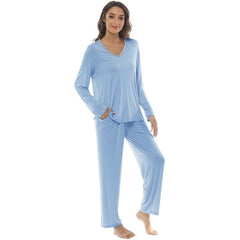 YIRUIYA Women's long casual V-neck pajama set