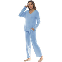 YIRUIYA Women's long casual V-neck pajama set