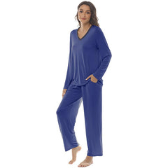 YIRUIYA Women's long casual V-neck pajama set