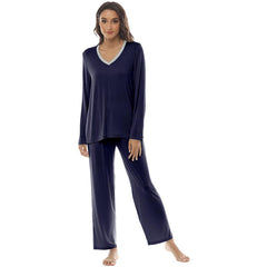 YIRUIYA Women's long casual V-neck pajama set