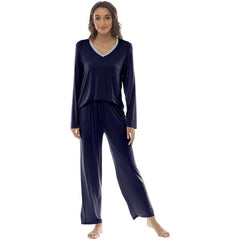 YIRUIYA Women's long casual V-neck pajama set