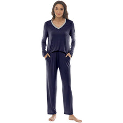 YIRUIYA Women's long casual V-neck pajama set