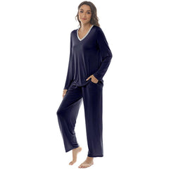 YIRUIYA Women's long casual V-neck pajama set