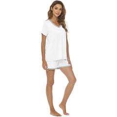 YIRUIYA Women's short casual V-neck pajama set