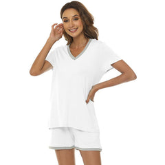 YIRUIYA Women's short casual V-neck pajama set