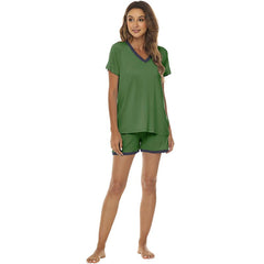 YIRUIYA Women's short casual V-neck pajama set