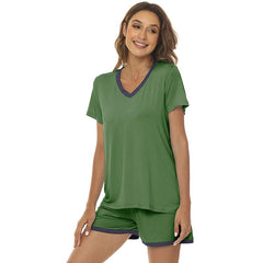 YIRUIYA Women's short casual V-neck pajama set