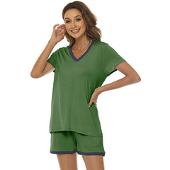 YIRUIYA Women's short casual V-neck pajama set