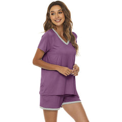 YIRUIYA Women's short casual V-neck pajama set