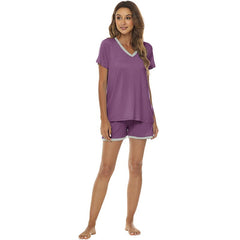 YIRUIYA Women's short casual V-neck pajama set