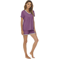 YIRUIYA Women's short casual V-neck pajama set