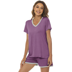 YIRUIYA Women's short casual V-neck pajama set