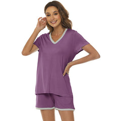 YIRUIYA Women's short casual V-neck pajama set