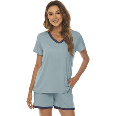 YIRUIYA Women's short casual V-neck pajama set