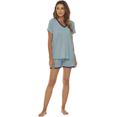 YIRUIYA Women's short casual V-neck pajama set