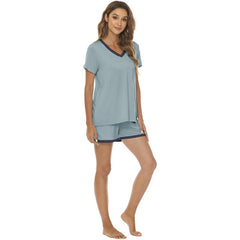 YIRUIYA Women's short casual V-neck pajama set