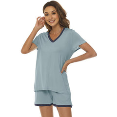 YIRUIYA Women's short casual V-neck pajama set