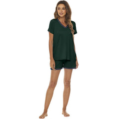 YIRUIYA Women's short casual V-neck pajama set