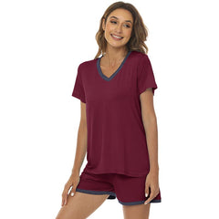 YIRUIYA Women's short casual V-neck pajama set