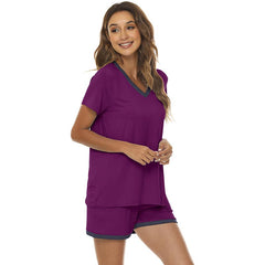 YIRUIYA Women's short casual V-neck pajama set