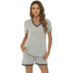 YIRUIYA Women's short casual V-neck pajama set