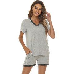 YIRUIYA Women's short casual V-neck pajama set