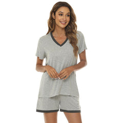 YIRUIYA Women's short casual V-neck pajama set