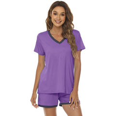 YIRUIYA Women's short casual V-neck pajama set