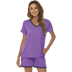 YIRUIYA Women's short casual V-neck pajama set