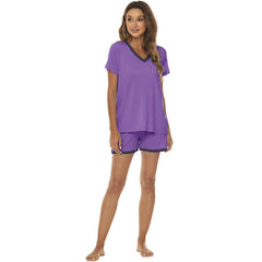 YIRUIYA Women's short casual V-neck pajama set