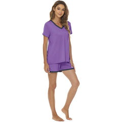 YIRUIYA Women's short casual V-neck pajama set