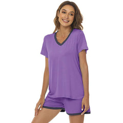 YIRUIYA Women's short casual V-neck pajama set