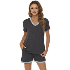 YIRUIYA Women's short casual V-neck pajama set