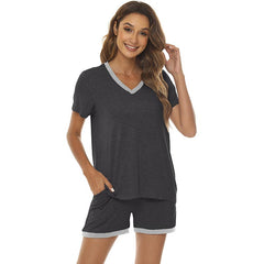 YIRUIYA Women's short casual V-neck pajama set