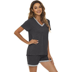 YIRUIYA Women's short casual V-neck pajama set