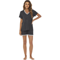 YIRUIYA Women's short casual V-neck pajama set