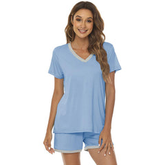 YIRUIYA Women's short casual V-neck pajama set