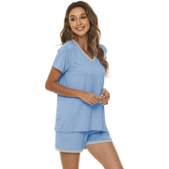 YIRUIYA Women's short casual V-neck pajama set