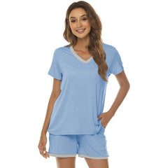 YIRUIYA Women's short casual V-neck pajama set