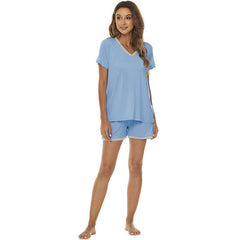 YIRUIYA Women's short casual V-neck pajama set