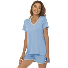 YIRUIYA Women's short casual V-neck pajama set