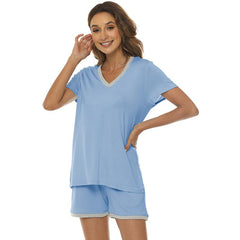 YIRUIYA Women's short casual V-neck pajama set