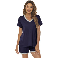 YIRUIYA Women's short casual V-neck pajama set