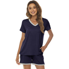 YIRUIYA Women's short casual V-neck pajama set