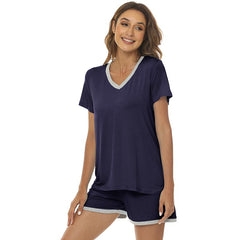 YIRUIYA Women's short casual V-neck pajama set